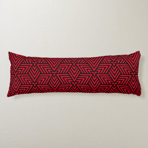 Red and Black Art Deco Triangle Seamless Pattern Body Cushion