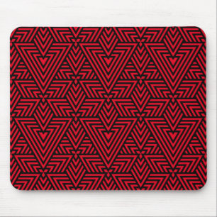 Red and Black Art Deco Triangle Seamless Pattern Mouse Mat
