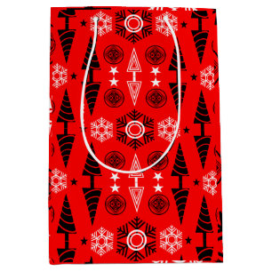  Red And Black Art Nouveau Christmas  Medium Gift Bag