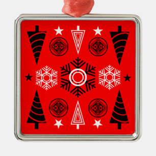 Red And Black Art Nouveau Christmas Metal Tree Decoration