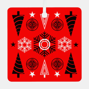  Red And Black Art Nouveau Christmas  Metal Tree Decoration