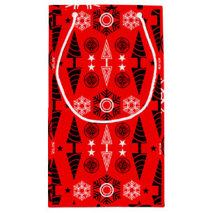 Red And Black Art Nouveau Christmas Small Gift Bag