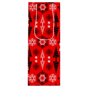  Red And Black Art Nouveau Christmas  Wine Gift Bag