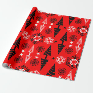 Red And Black Art Nouveau Christmas Wrapping Paper