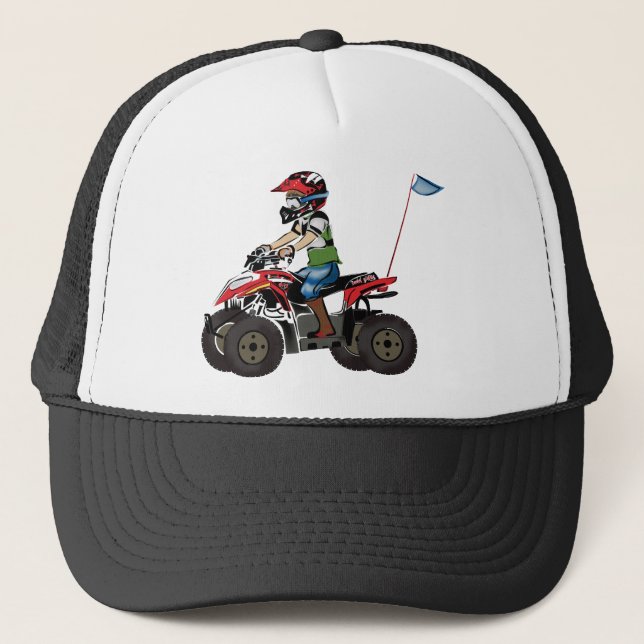 Red and Black ATV Kid Trucker Hat (Front)