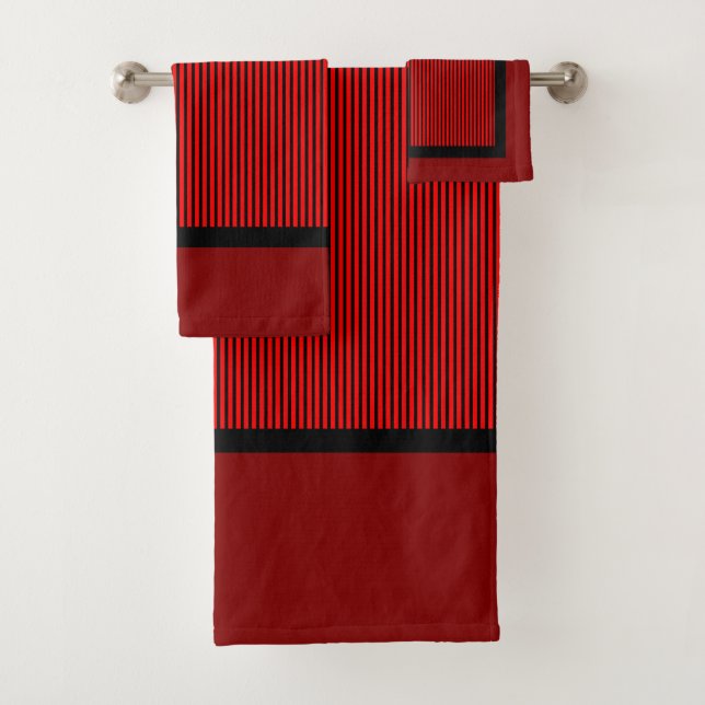 Red And Black Bath Towel Set (Insitu)