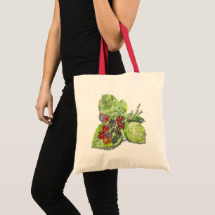 red and black blackberries tote bag