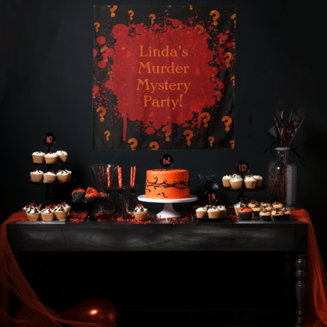 Red and Black Bloody Murder Mystery Party Tapestry (Creator Uploaded)