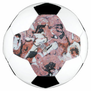 Red and Black Brecciated Marble Stone Texture with Football