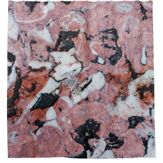 Red and Black Brecciated Marble Stone Texture with Shower Curtain (Front)