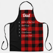 Red and Black Buffalo Check Apron for Dad