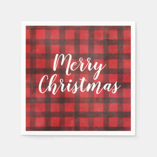 Red and Black Buffalo Check Christmas Napkins