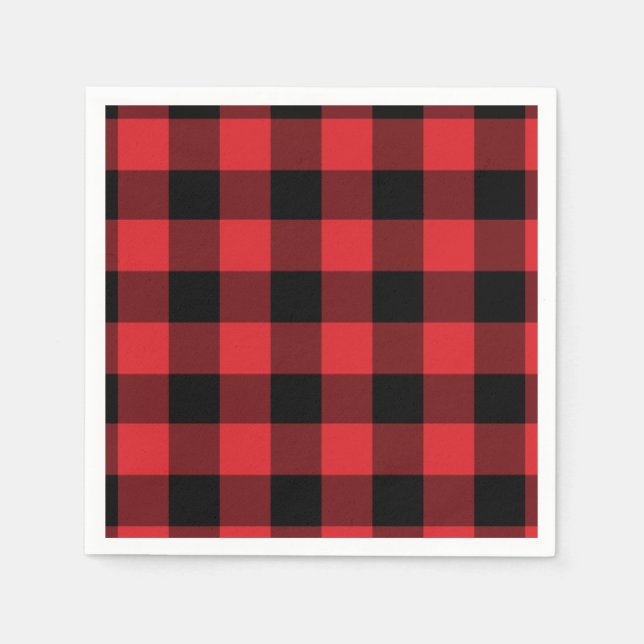 Red and Black Buffalo Check Pattern Napkin (Front)