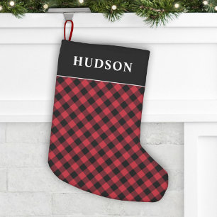 Red and Black Buffalo Check Plaid Holiday Small Christmas Stocking