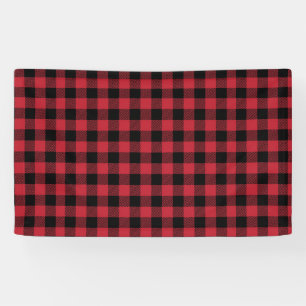 Red and Black Buffalo Plaid Backdrop Banner