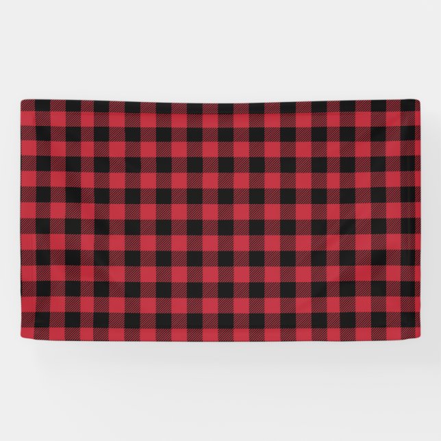 Red and Black Buffalo Plaid Backdrop Banner (Horizontal)