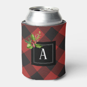 Red and Black Buffalo Plaid Can Cooler