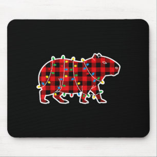 Red And Black Buffalo Plaid Capybara Christmas Lig Mouse Mat