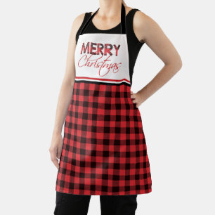 Red and Black Buffalo Plaid Christmas Apron