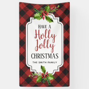 Red and Black Buffalo Plaid  Christmas Banner