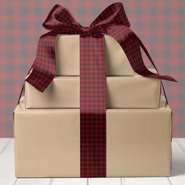 Red And Black Buffalo Plaid Christmas Satin Ribbon (Creator Uploaded)