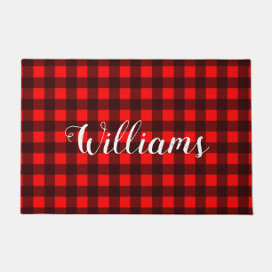 Red and Black Buffalo Plaid Doormat