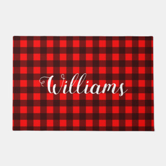 Red and Black Buffalo Plaid Doormat