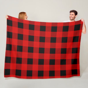Red and Black Buffalo Plaid Holiday gingham Fle Fleece Blanket