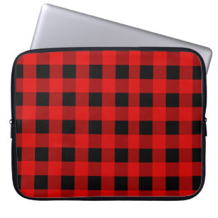 Red and Black Buffalo Plaid Holiday gingham Laptop Sleeve