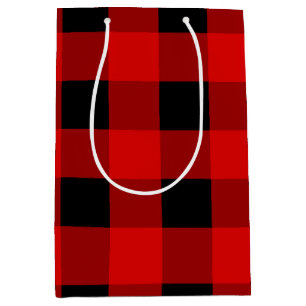 Red and Black Buffalo Plaid Holiday gingham        Medium Gift Bag
