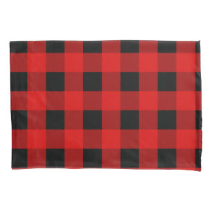 Red and Black Buffalo Plaid Holiday gingham   Pillowcase