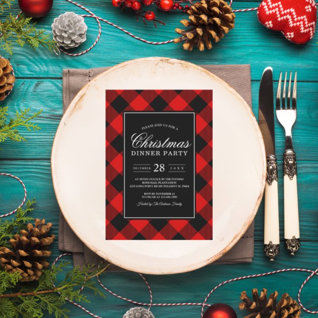Red And Black Buffalo Plaid  Invitation (Creator Uploaded)