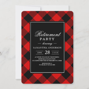 Red And Black Buffalo Plaid  Invitation