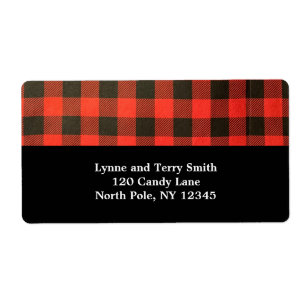 Red and Black Buffalo Plaid Label