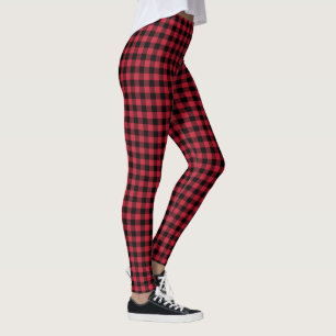 Red and Black Buffalo Plaid Lumberjack Pattern Leggings