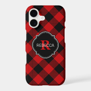 Red and Black Buffalo Plaid Name Monogram