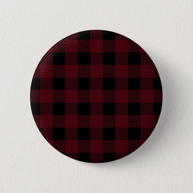 Red and black Buffalo Plaid pattern 6 Cm Round Badge (Front)