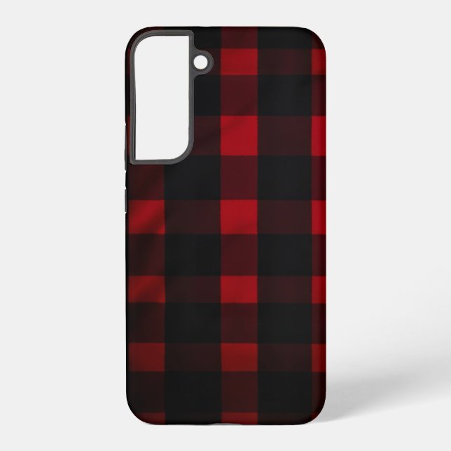 Red and Black Buffalo Plaid Pattern Samsung Galaxy S22+ Case (Back)