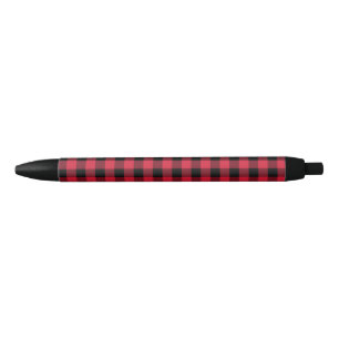 Red and Black Buffalo Plaid Pens