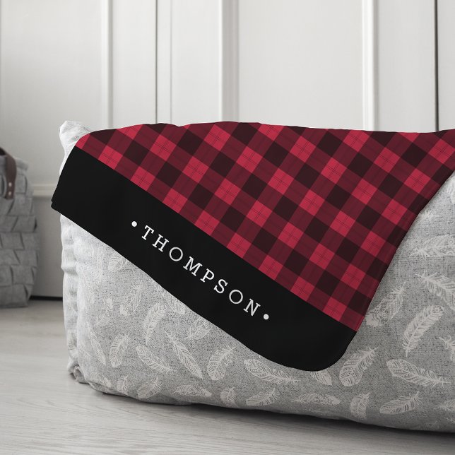 Red and Black Buffalo Plaid Personalised Sherpa Blanket (Creator Uploaded)
