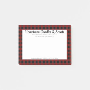 Red and Black Buffalo Plaid Rustic Business Post-it Notes