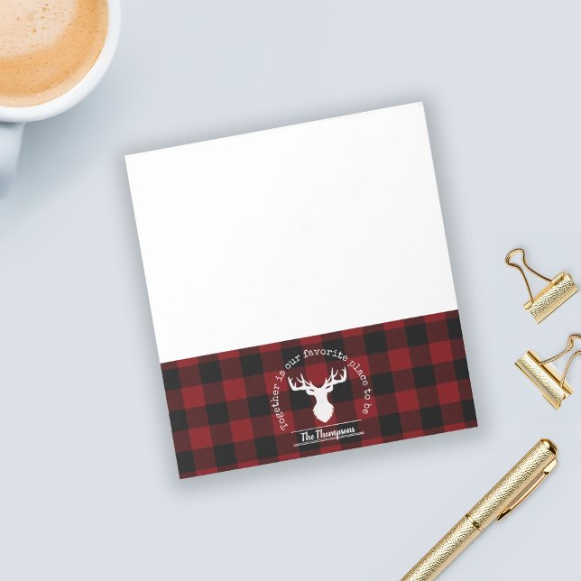 Red and Black Buffalo Plaid Rustic Family Name Notepad (Creator Uploaded)