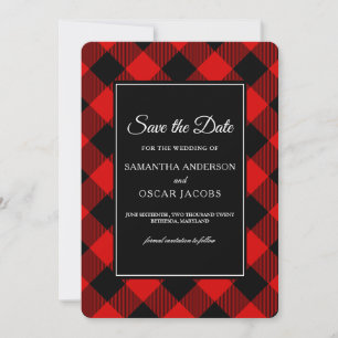 Red And Black Buffalo Plaid Save The Date