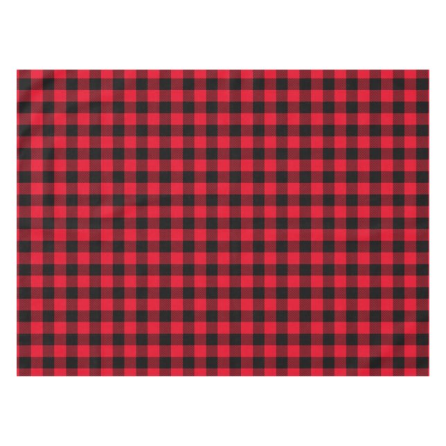 Red and Black Buffalo Plaid Tablecloth (Front (Horizontal))