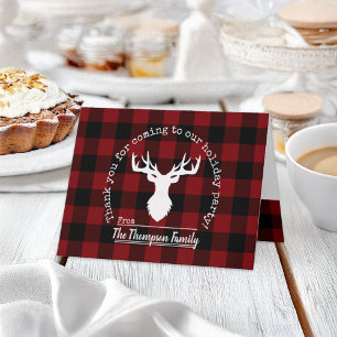 Red and Black Buffalo Plaid Thank You Card