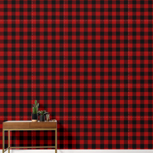 Red and Black Buffalo Plaid Wallpaper
