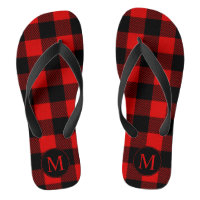 Red and Black Buffalo Plaid with Monogram