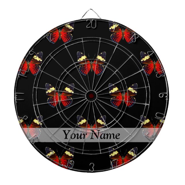 Red and black butterfly pattern dartboard (Front)