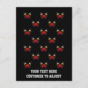 Red and black butterfly pattern postcard