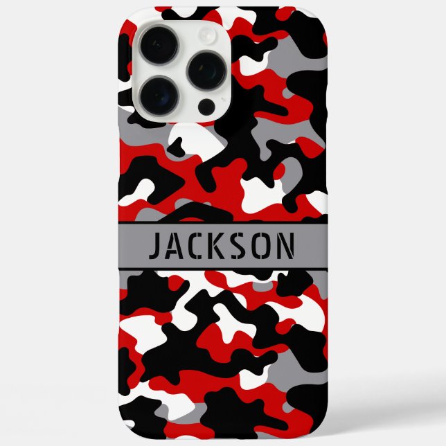 Red and Black Camouflage Personalised Case-Mate iPhone Case (Back)
